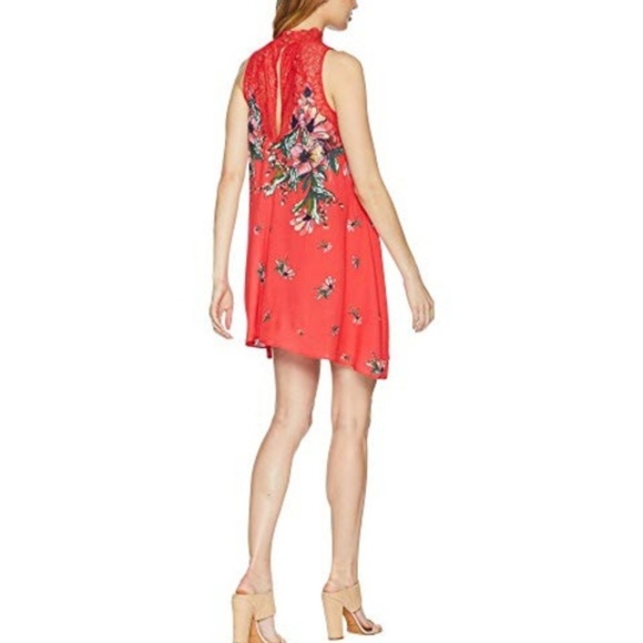 Free People Shea Printed Mini Dress in Red Hot - Picture 7 of 8